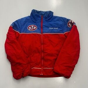 Vintage STP Racing Jacket Mens XXL Red Blue Thinsulate Puffer George Colwell
